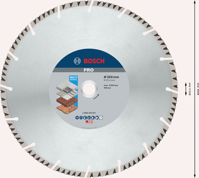 Bosch PRO Multi Material Diamanttrennscheibe, 350 x 25,4 mm 2608615071