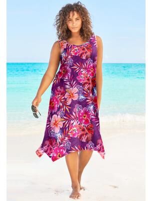 Plus Size Women's Sharktail Beach Cover Up by Swim 365 in Spice Hibiscus (Size 18/20) Dress