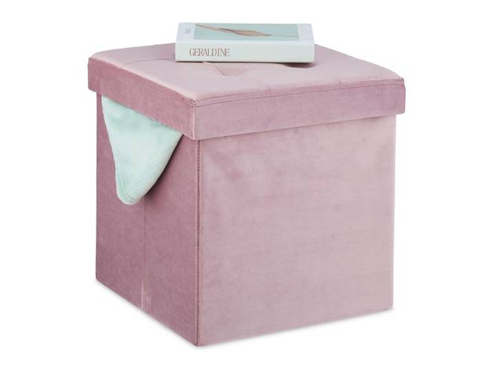 Relaxdays Rosa Hocker aus Samt