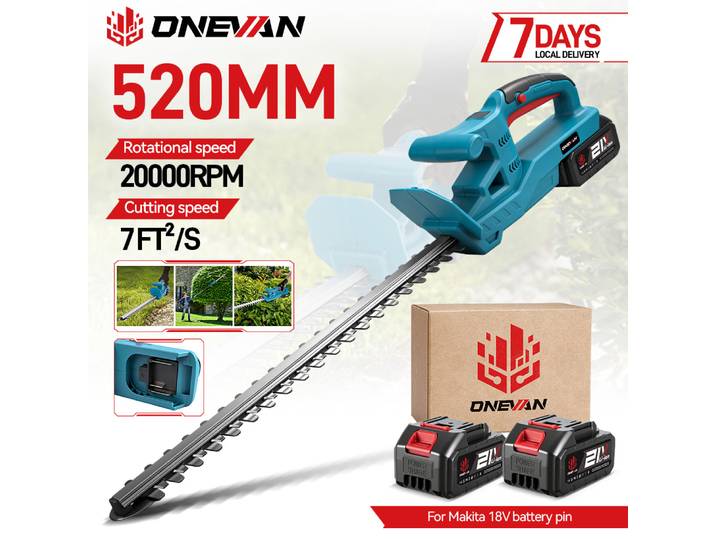 Taille-haie électrique ONEVAN 20 pouces 20000 tr/min sans fil, outil de coupe et d'élagage portatif pour jardin, compatible avec batterie Makita.