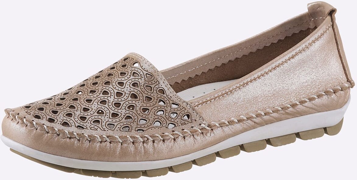 Slipper GEMINI, Damen, Gr. 41, beige (puder, meliert), Glattleder, Schuhe Slipper puder, meliert 41