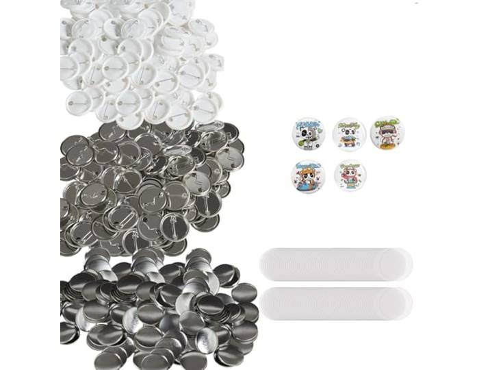VEVOR Badge Personnalisé 32 mm 500 Kits de Consommables Badges à Épingles Fournitures pour la Fabrication de Badge Rond avec Couvercle Fond Plastique Métallique Papier Film Machine à Badges Bricolage
