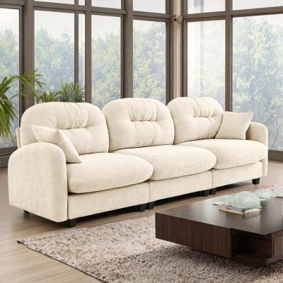Chenille Modular Sofa with Quilted Pleated Design and Ergonomic Design