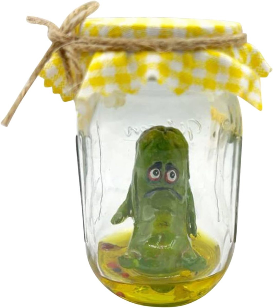 Meerkleurig Augurk Pot Beeldje - Handgemaakt Ornament voor op Tafel - Hoogte: 8,9 cm