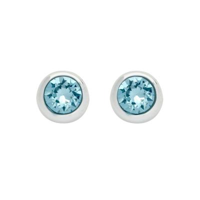 Paar Ohrstecker AMOR "9131785", blau (silber, 925, blau, hellblau), Ohrringe, Damen, 6mm, Silber 925 (Sterlingsilber), mit Kristallstein