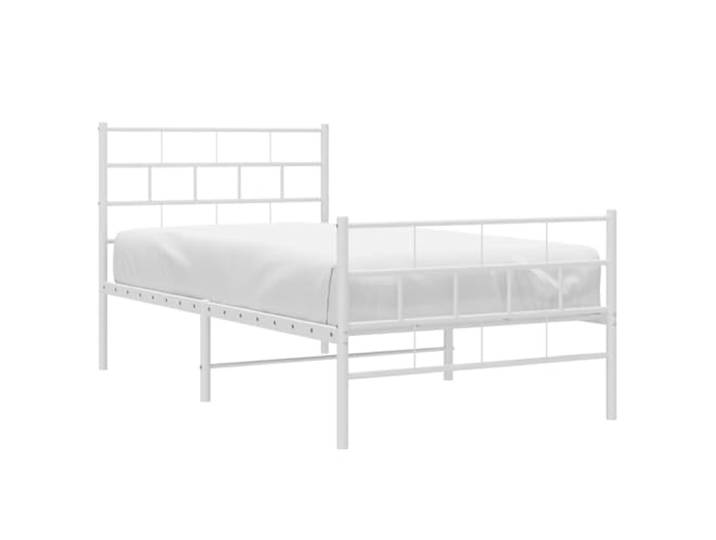 vidaXL Bettgestell mit Kopf- und Fußteil Metall Weiß 100x200 cm