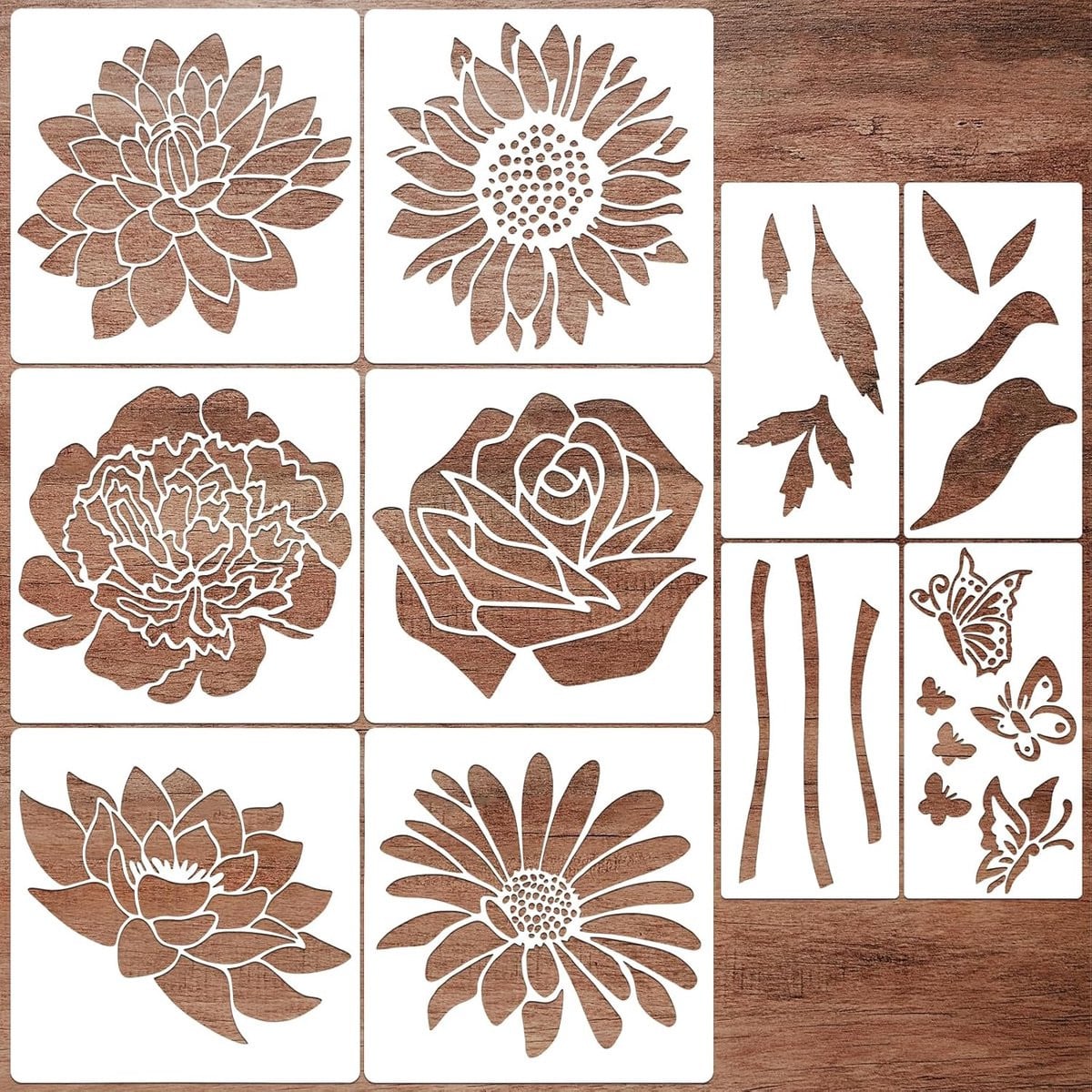 Herbruikbare bloemsjablonen van 30 cm voor decoratie van houten meubels en in de tuin