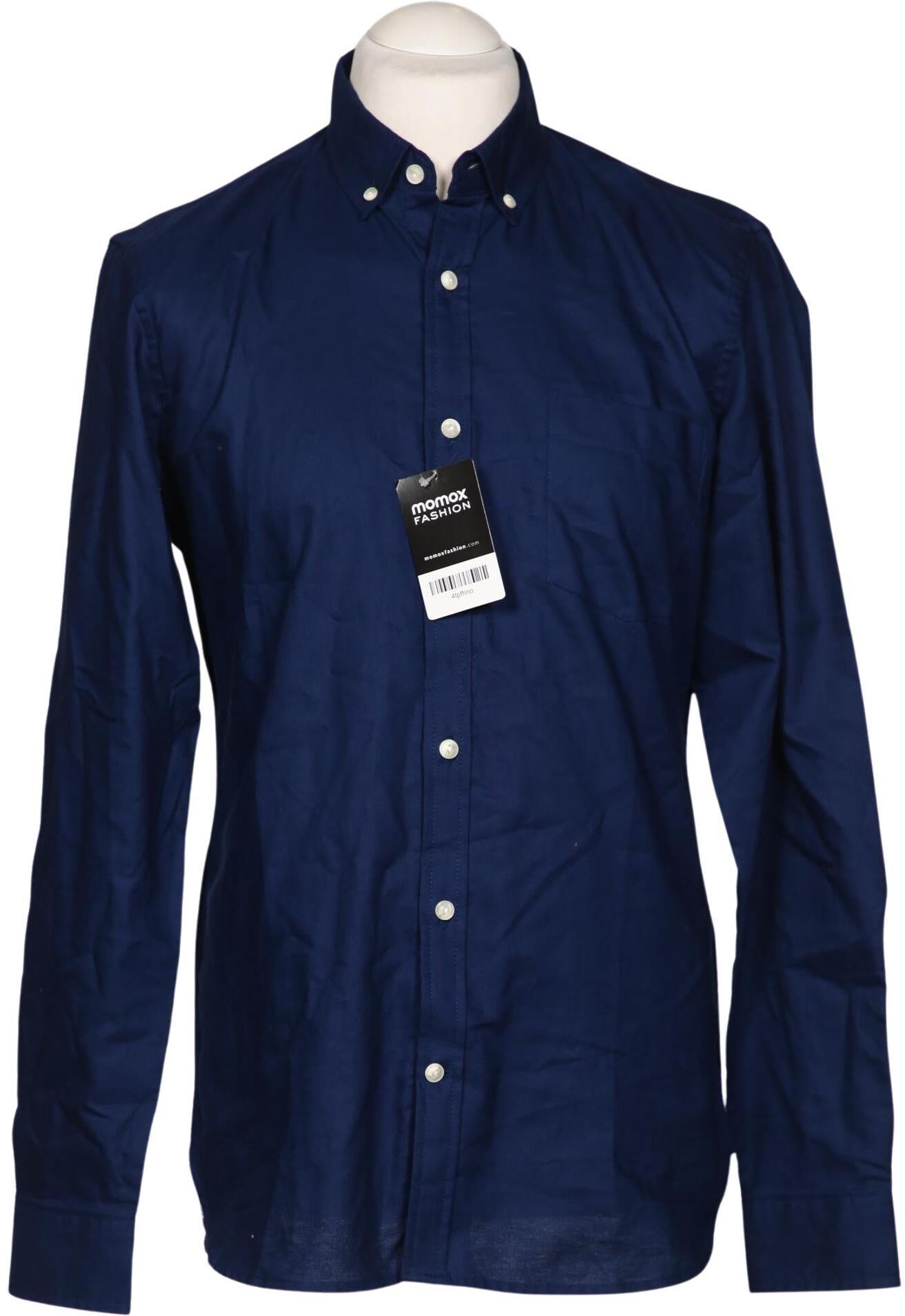 Pull & Bear Herren Hemd, Marineblau, Gr. M, Baumwolle - Second Hand