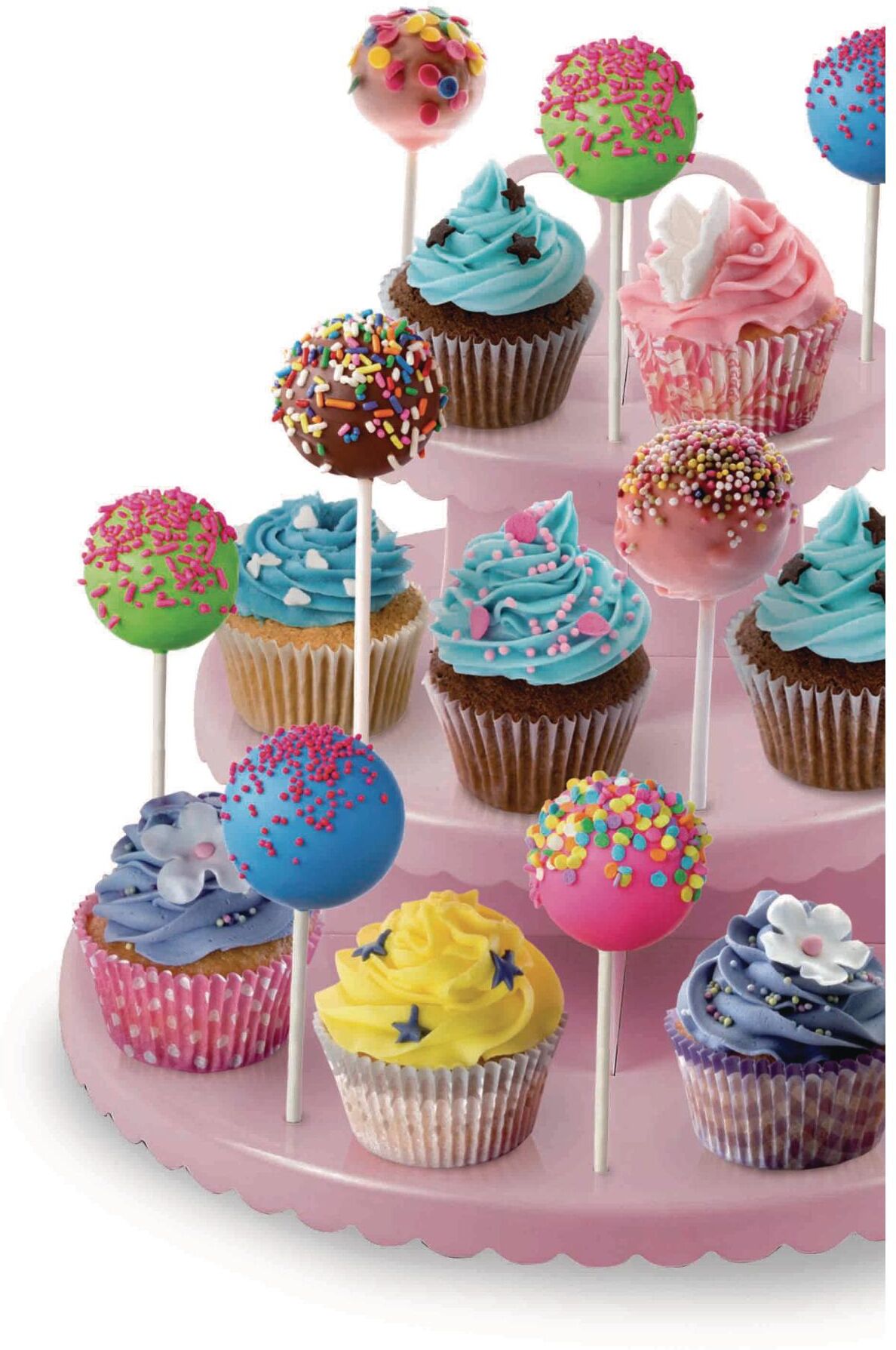 Etagere "Ibili CakePops & Cupcak", rosa, H:24cm Ø:30cm, Kunststoff, Servierplatten, Etagere rosa Ø 30cm