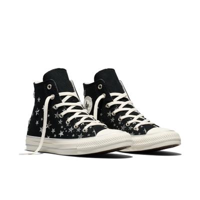 Sneaker CONVERSE "Chuck Taylor All Star", Jungen, Gr. 36, schwarz-weiß (schwarz, silber, egret), Schuhe Sneaker, Glitter Print, double laces inclusive