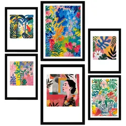 POSTER Set Mit 6 Blumig Und Auffällig Matisse A3 & A4 Schwarzer Rahmen
