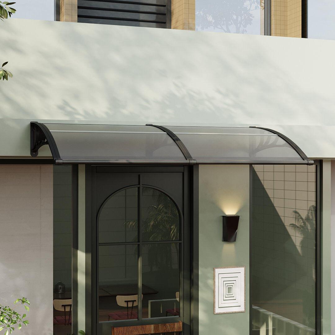Living and Home 100 cm D Plastic Door / Window Awning Grey 28cm H x 200cm W x 100cm D