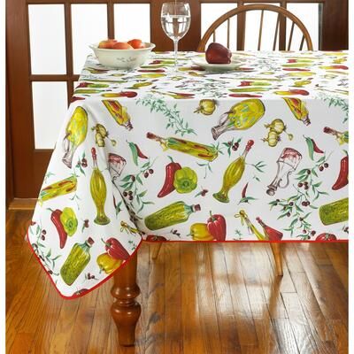 Violet Linen Classic Euro Temptations Tablecloth With Large Vegetables Printed Tablecloth