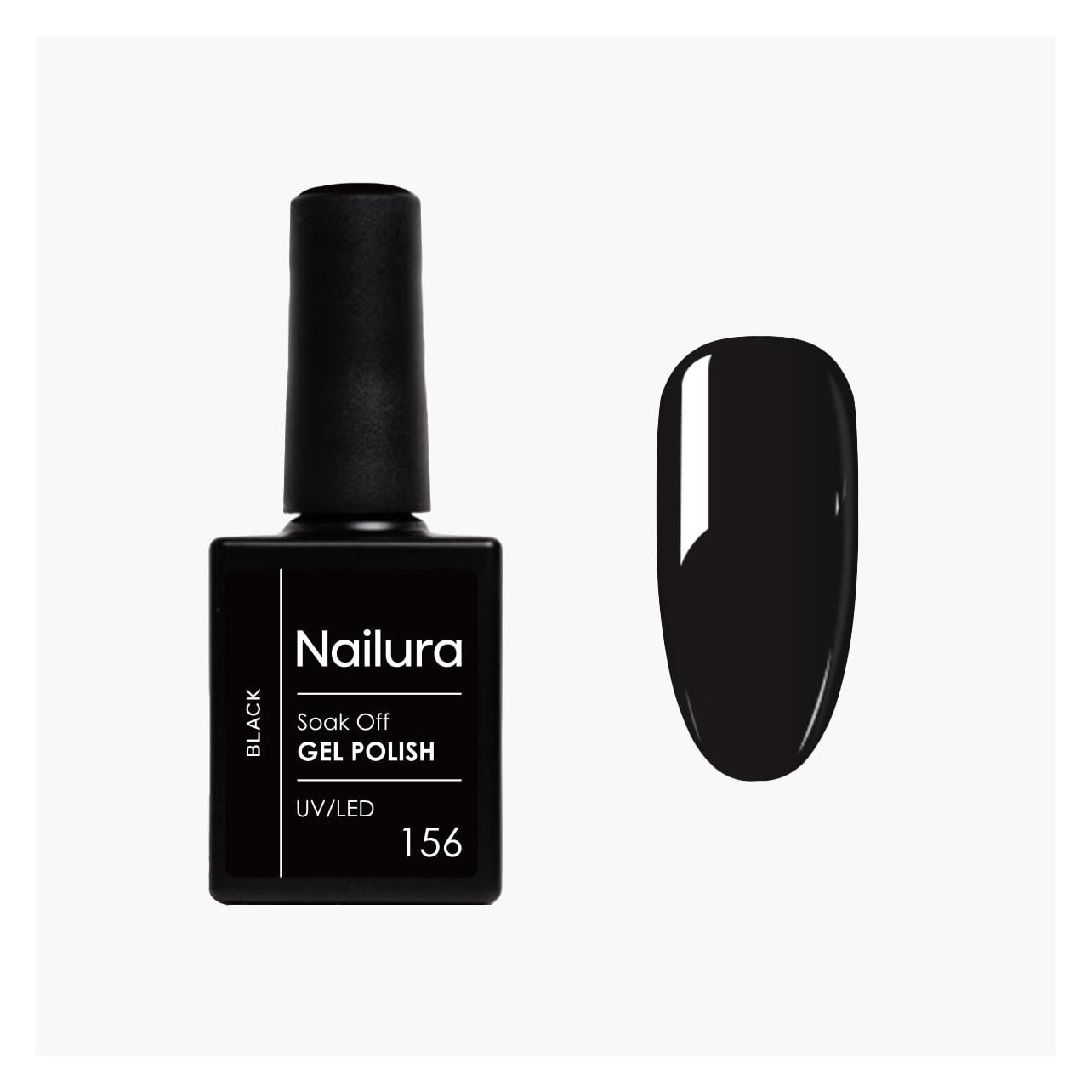 Nailura - Gel Polish 156 - Black - 10 ml (Black) (70175)