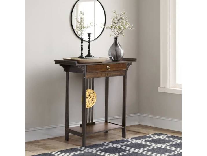 Table Console Bois Meuble Entrée avec Tiroir pour Salon Couloir 82x32x81.5cm
