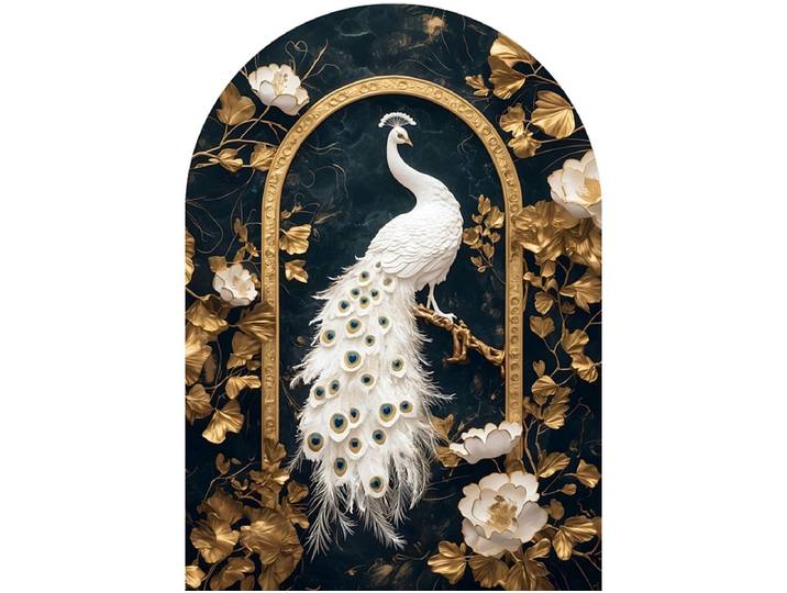 Glasbild PEACOCK 1 Stück glas gold 100x70x2cm