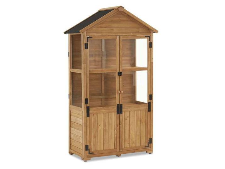 M MCombo Petite armoire de jardin en bois 0111D Outdoor Serre pour balcon et terrasse Nature