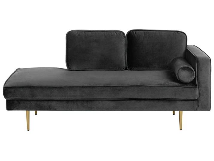 Chaise longue côté droit velours noir