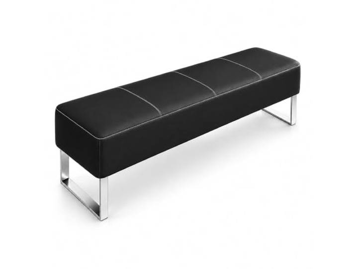 Empfangsbank aus Kunstleder, Belastbare Sitzbank ohne Lehne mit Metallfüßen Gewerbliche Gästebank für Wartezimmer, Büros, Praxen, Salons, Spas und Friseursalons(C,120cm/47.2in)