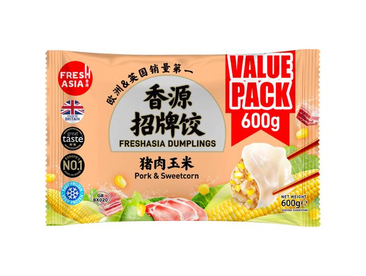 FRESHASIA dumplings met varkensvlees en suikermaïs 600 g voordeelverpakking