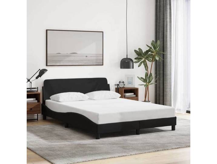 CHIC Lit adulte 2 places - 140x190 cm Structure/Cadre de lit noir 140x190 cm tissu #Sara21409