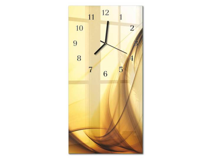 Tulup Wanduhr 60x30 cm - Abstrakte Linien, Beige, Glas, Rechteckig, 30x60x0.4 cm, Dekoration, Uhren, Wanduhren