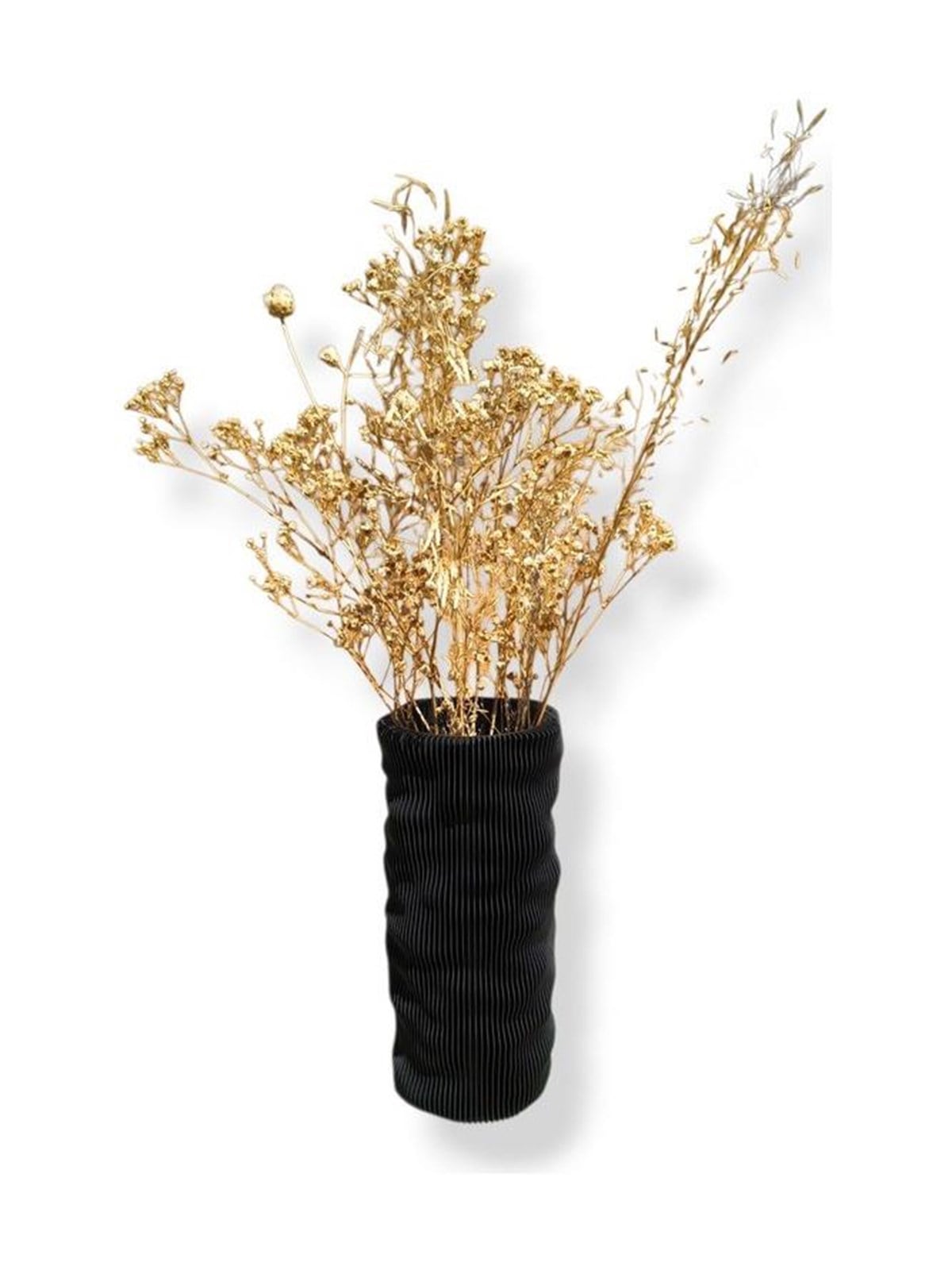 Simiu - CLAYLA Lamelvase - schwarz - 20 cm