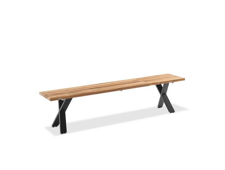 Niehoff Garden Gartenbank, Teakfarben, Metall, Teakholz, massiv, 200x46x40 cm, in verschiedenen Holzarten erhältlich, In verschiedenen Grössen erhältlich, Gartenmöbel, Gartenbank
