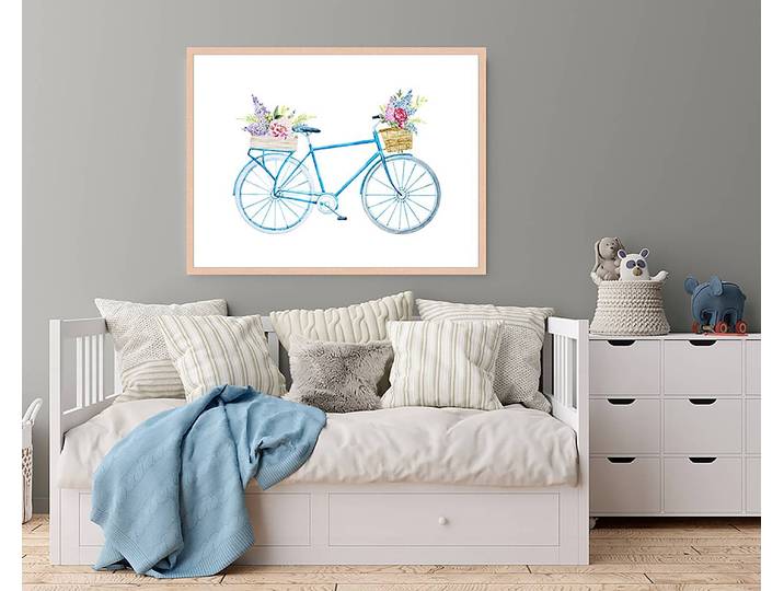 Tableau déco Bicycle With Flowers 63 x 83cm Multicolore