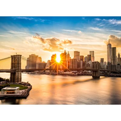 Fototapete PAPERMOON "Brooklyn Bridge Sunset", bunt, B:2,5m L:1,86m, Vlies, Tapeten