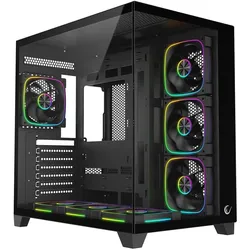 Rampage Obudowa Obudowa PC ze szkłem hartowanym SEALITE 7x wentylator ARGB PWM Czarna (ATX, mATX, Mini-ITX), PC Gehäuse, Schwarz
