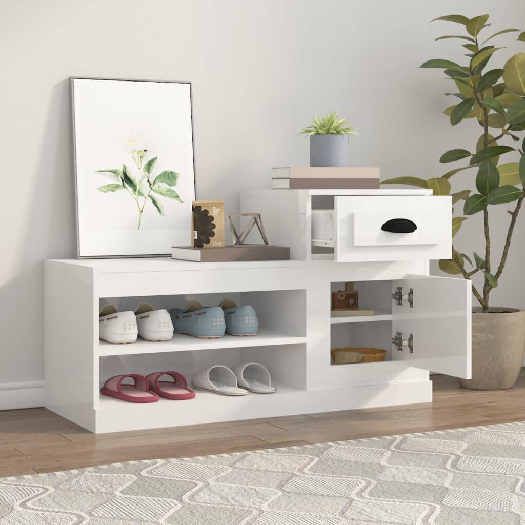 Latitude Run Menzen Shoe Storage Cabinet High Gloss white 8