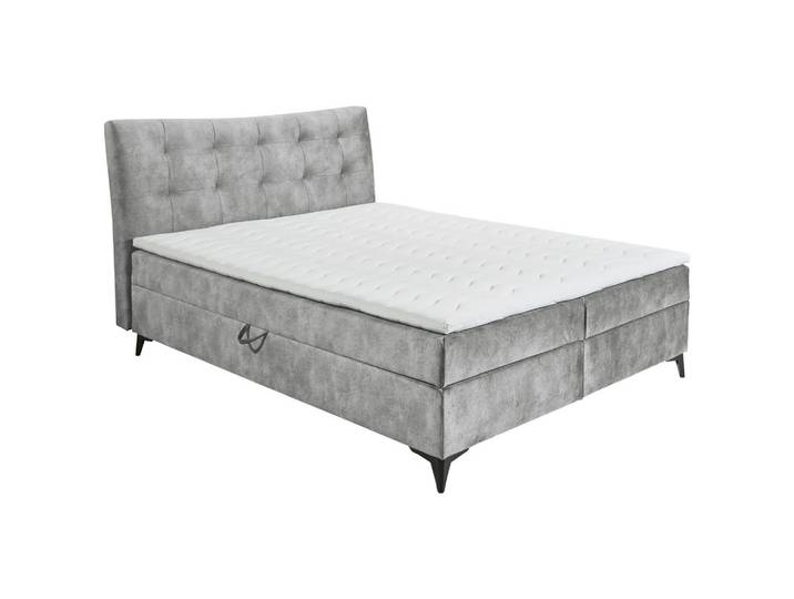 Boxbett, Grau, 180x200 cm, Textil, Bettkasten & Gepolstertes Kopfteil, Modern, MID.YOU