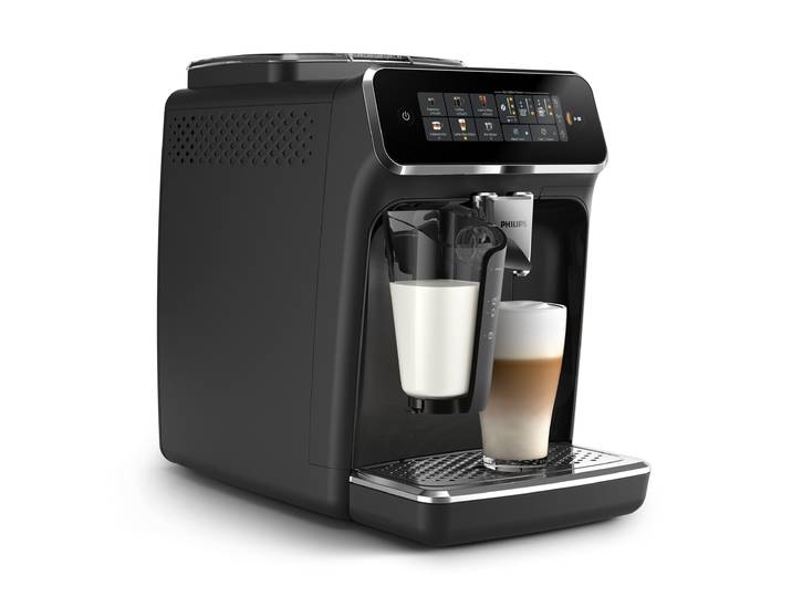 PHILIPS Kaffeevollautomat EP3347/90 3300 Series, 6 Getränke (heiß oder eisgekühlt) , schwarz (klavierlack, schwarz), B:24,6cm H:37,1cm T:43,3cm, Kaffeevollautomaten, LatteGo-Milchsystem, SilentBrew Technologie, Kaffeevollautomat, Topseller