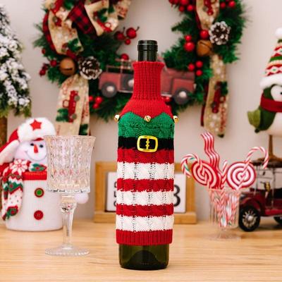 Inspired Deals Festive Knitted Christmas Wine Bottle Cover For Holiday Table Decor And Wine Gifts elves
