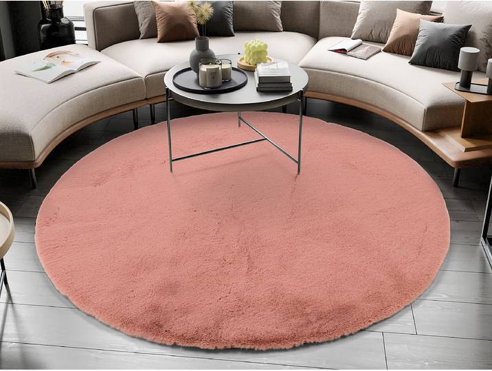 Tapis fausse fourrure Lavabile Soft rond Rouge/Rouge Ø 120cm Fourrure synthétique