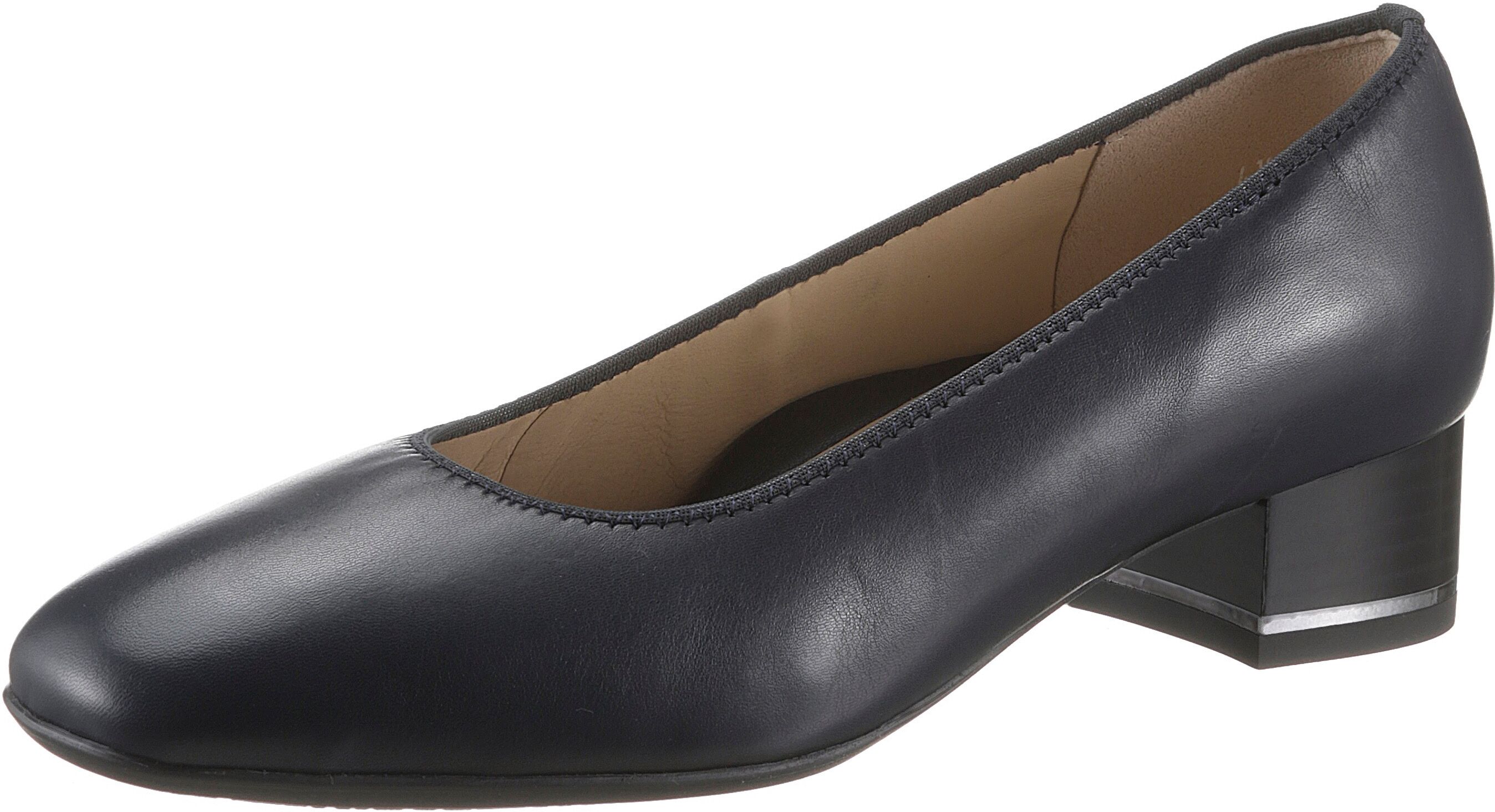 Pumps ARA "GRAZ", Damen, Gr. 3(36), Leder, blau (dunkelblau), Glattleder, unifarben, Schuhe Pumps, Abendschuh, Festtagsschuh, Blockabsatz, glänzendes Detail am Absatz