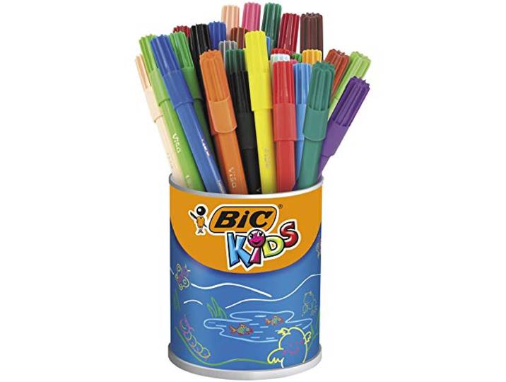 BIC KiDS Visa viltstiften, 36 Stuk, zwart, 36