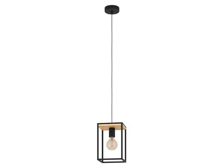 Eglo Suspension luminaire Libertad\, lustre chambre en métal noir et bois naturel\, plafonnier salon ou salle à manger\, douille E27