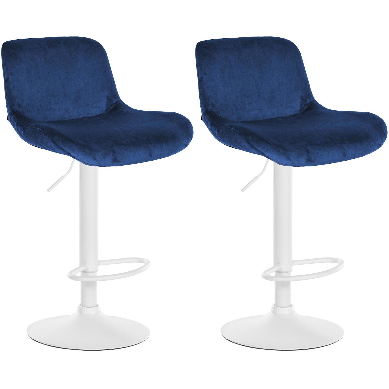 CLP 2er Set Barhocker Solon Weiß Samt - Farbe: blau, Material: Samt