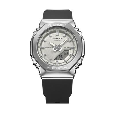 Chronograph CASIO G-SHOCK, schwarz (schwarz, silberfarben, silberfarben), Armbanduhren, Damen, edelstahlfarben, Chronograph, Quarzuhr, Armbanduhr, Damenuhr, Herrenuhr, analog, digital