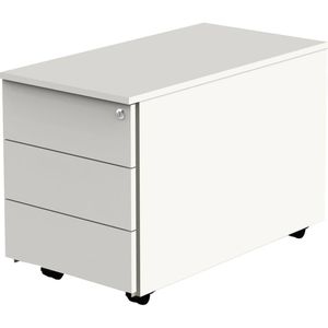 Kerkmann Rollcontainer Move, 4557, aus Holz, weiß, mit 3 Schubladen & Materialschale, abschließbar