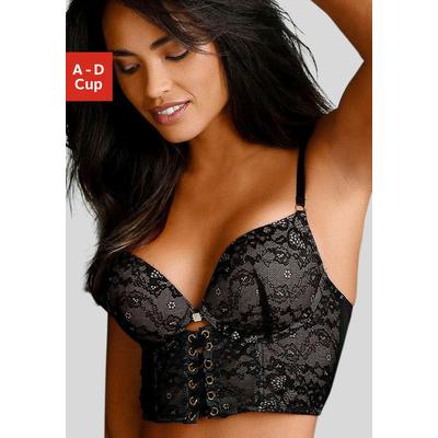 Push-up-BH JETTE, Damen, Gr. 70, Cup B, schwarz, Spitze, Obermaterial: 82% Polyamid, 9% Elasthan, 9% Polyester, BHs Push-up-BH, in hübscher Bustier-Form, sexy Dessous