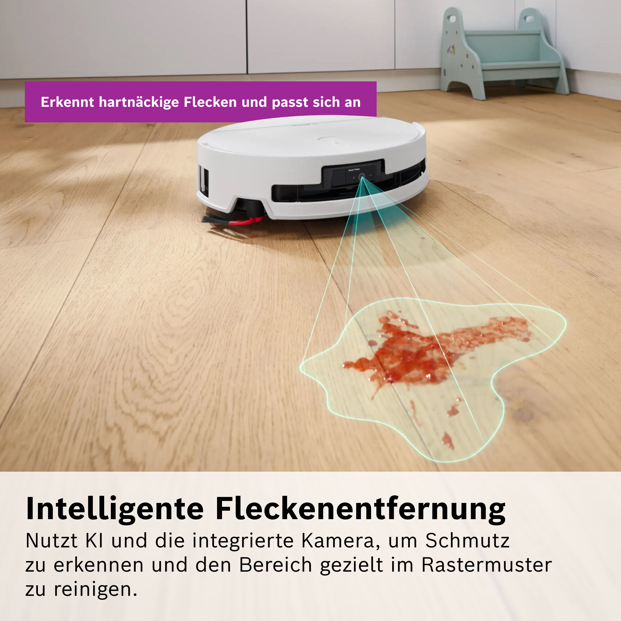 Bosch Saugroboter "mit Wischfunktion Spotless 2 Advanced BCR2S2BX/BCR2S2WX", weiß (weiß (bcr2s2wx)), B:35,3cm H:9,5cm T:35,1cm, Saugroboter, ausfahrbare Wischrolle, 27.000 Pa Saugkraft, smarte Fleckenentfernung, Saugroboter