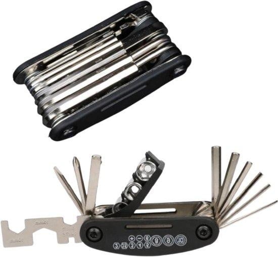 PARENCE Fiets Reparatiekit - Multitool Fietser - 16-in-1 Functies - Zwart - 9 x 4 cm
