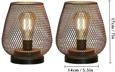 Uplift Essentials Metal Cage Table Lamp   Cordless Round LED Lantern style B