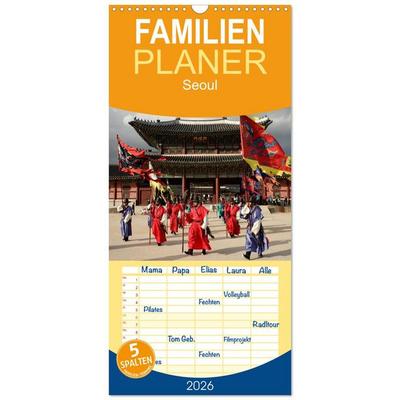 Familienplaner 2026 - Seoul mit 5 Spalten (Wandkalender, 21 x 45 cm) CALVENDO
