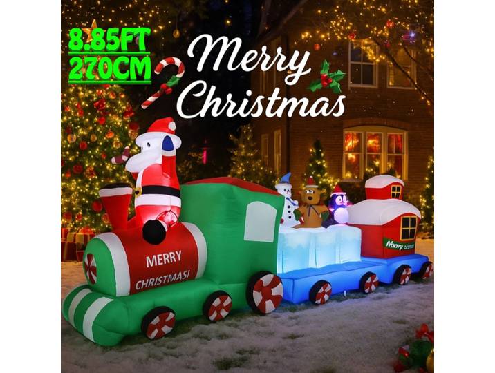 Jouet de noël gonflable de 8,85 pieds, décoration de Train du père noël, pour amis, cour de noël, fournitures LED, ornement de maison, cadeau de fête