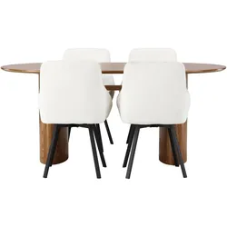 Ebuy24, Essgruppe, Isolde Essgruppe Esstisch Natur 4 Stühle beige. (MDF)