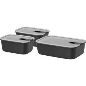 Mepal Frischhaltedose EasyClip, aus Kunststoff, 2x 0,7 & 1x 1,5 Liter, Nordic black, luftdicht, Set, 3-teilig